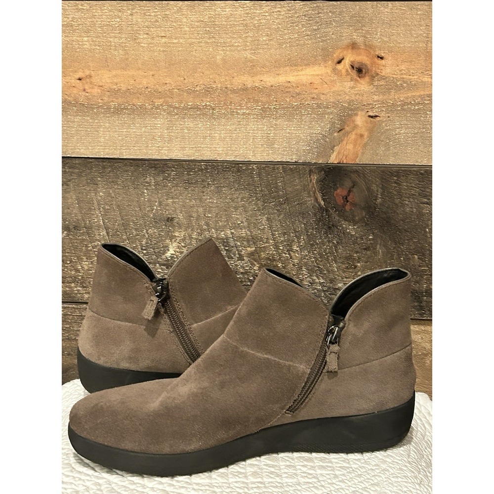 FitFlop-Sumi Ankle Boot Women's 9 Brown Nubuck Side Zip C78-240
